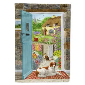 Welsh Springer Spaniel -  at the cottage door -  Artwork House Flag