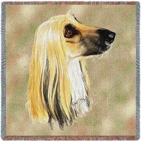 Afghan Hound - Lap Square Cotton Woven Throw