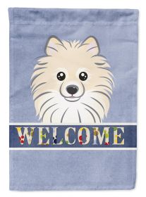 Pomeranian Welcome Flag Garden Size