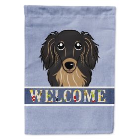 Dachshund - Longhair - Black and Tan - Welcome House Flag