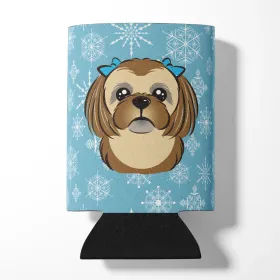 Shih Tzu - Chocolate Brown - Snowflake Design Can Hugger