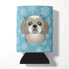 Shih Tzu - Gray Silver - Snowflake Design Can Hugger