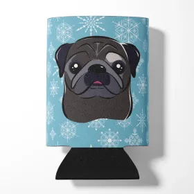Pug - Black - Snowflake Design Can Hugger