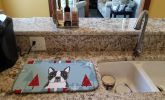Boston Terrier Winter Holiday Dish Drying Mat