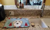 Dachshund - Longhair - Creme Winter Holiday Dish Drying Mat