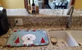 Bichon Frise Winter Holiday Dish Drying Mat