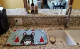French Bulldog - Black Winter Holiday Dish Drying Mat