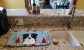Border Collie Winter Holiday Dish Drying Mat