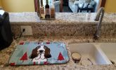 Basset Hound Winter Holiday Dish Drying Mat
