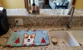 Corgi - Red Winter Holiday Dish Drying Mat