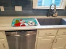 Golden Retriever with Merry Christmas Snowman Dish Drying Mat