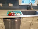 Dachshund - Longhair - Creme with Merry Christmas Snowman Dish Drying Mat