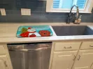 Dachshund - Longhair - Red with Merry Christmas Snowman Dish Drying Mat