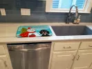 Dachshund - Black and Tan with Merry Christmas Snowman Dish Drying Mat