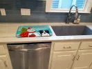 Border Collie with Merry Christmas Snowman Dish Drying Mat