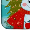 Basset Hound with Merry Christmas Snowman Dish Drying Mat