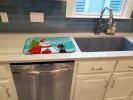 Doberman with Merry Christmas Snowman Dish Drying Mat