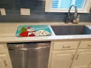 Poodle - Buff - with Merry Christmas Snowman Dish Drying Mat
