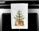 Bulldog Christmas Tree White Kitchen Towel Set of 2