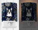 Boston Terrier Blue Flowers Ceramic Nightlight