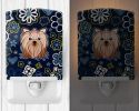 Yorkshire Terrier Blue Flowers Ceramic Nightlight