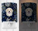 Golden Retriever Blue Flowers Ceramic Nightlight