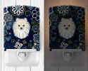 Pomeranian Blue Flowers Ceramic Nightlight