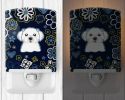 Maltese Blue Flowers Ceramic Nightlight