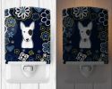 Bull Terrier Blue Flowers Ceramic Nightlight