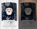 Dachshund - Longhair - Creme - Blue Flowers Nightlight