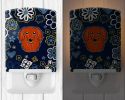 Dachshund - Longhair - Red - Blue Flowers Ceramic Nightlight