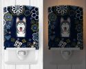 Alaskan Malamute Blue Flowers Ceramic Nightlight