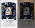 Bulldog Blue Flowers Ceramic Nightlight