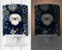 Pekingese Blue Flowers Ceramic Nightlight