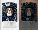Cavalier King Charles Spaniel Blue Flowers Ceramic Nightlight