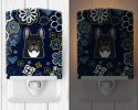 French Bulldog -Black - Blue Flowers Ceramic Nightlight
