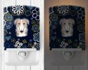 Borzoi Blue Flowers Ceramic Nightlight