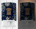Labrador Retriever - Chocolate - Blue Flowers Ceramic Nightlight