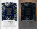 Labrador Retriever - Black - Blue Flowers Ceramic Nightlight