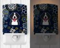 Bernese Mountain Dog - Blue Flowers Ceramic Nightlight