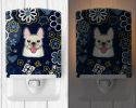 French Bulldog - Fawn - Blue Flowers Ceramic Nightlight