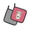 Borzoi/Russian Wolfhound XOXO Hearts Pair of Potholders