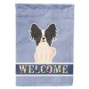 Papillon - Black and White - Welcome House Flag