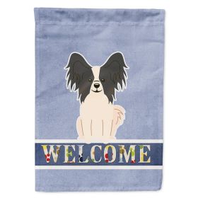 Papillon - Black and White - Welcome House Flag