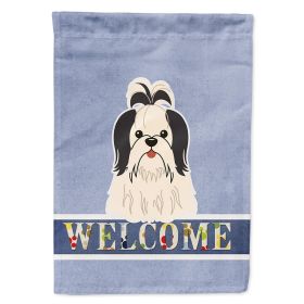 Shih Tzu - Black and White - Welcome House Flag