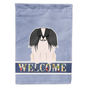 Pekingese - Black and White - Welcome House Flag
