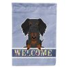 Dachshund - Wirehaired - Black and Tan - Welcome House Flag