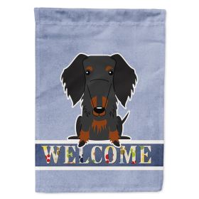 Dachshund - Wirehaired - Black and Tan - Welcome House Flag