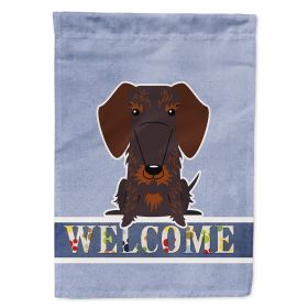 Dachshund - Wirehaired - Chocolate - Welcome House Flag