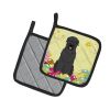 Black Russian Terrier Easter Eggs Pair of Potholders